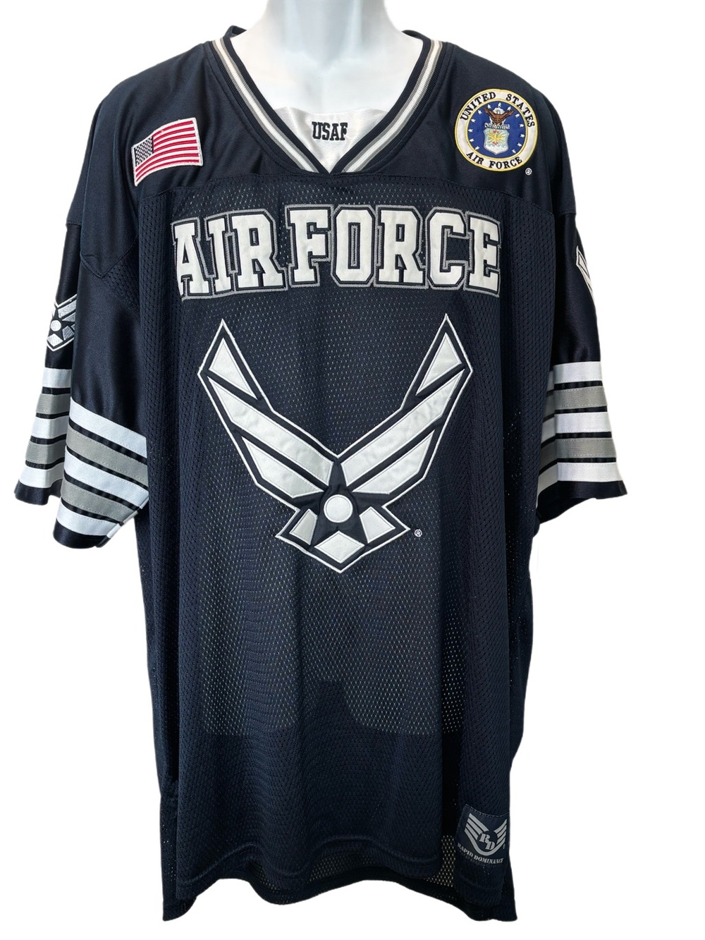 US AIR FORCE Rapid Dominance Black Football Part Mesh Jersey with Size XXL